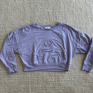 Olive & Oak Lavender Peace Sign Cropped Sweatshirt